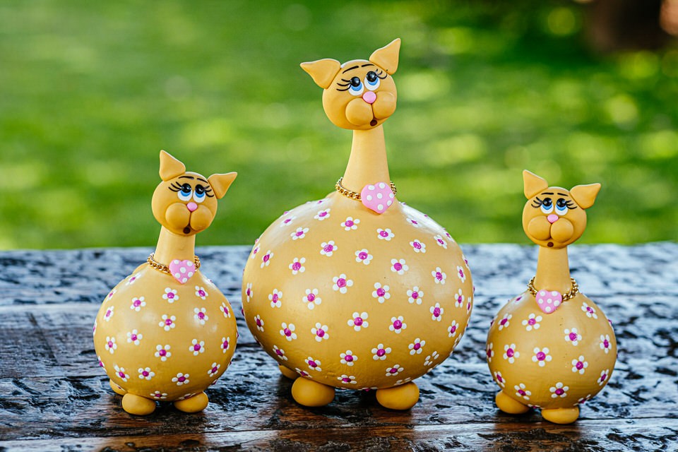 Trio de Gatos em Cabaça - Amarelo