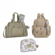Kit bolsa maternidade com mochila térmica e Necessaire Coleção baby caqui - Masterbag Baby