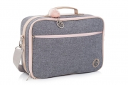 Kit bolsa maternidade Dallas Cinza com rosa 3pcs bolsa, mala e frasqueira - Lequiqui