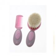 Kit de pente e escova com cerdas naturais Pink 