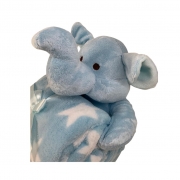 Manta de bebê com bichinho de pelúcia Elefante azul