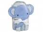 Toalha de banho para bebê com capuz 66x76 com 3 Toalhas de boca Elefante azul