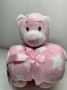 Manta com bichinho de pelúcia - Coleção carinhosos Urso rosa