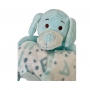Manta de bebê com bichinho de pelúcia Cachorro Azul Letras