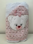 Toalha de banho de bebe forrada com capuz e bordada 70x80 - Gata rosa