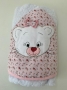 Toalha de banho de bebe forrada com capuz e bordada 70x80 - Gata rosa