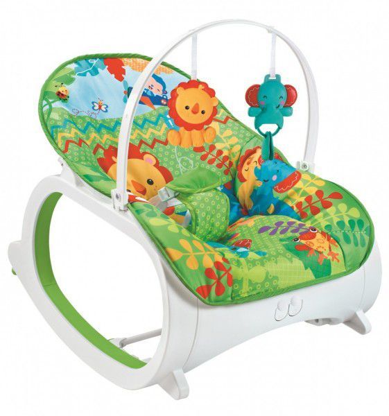 Cadeira de descanso vibratória musical e com balanço safari Verde até 18kgs - Colorbaby