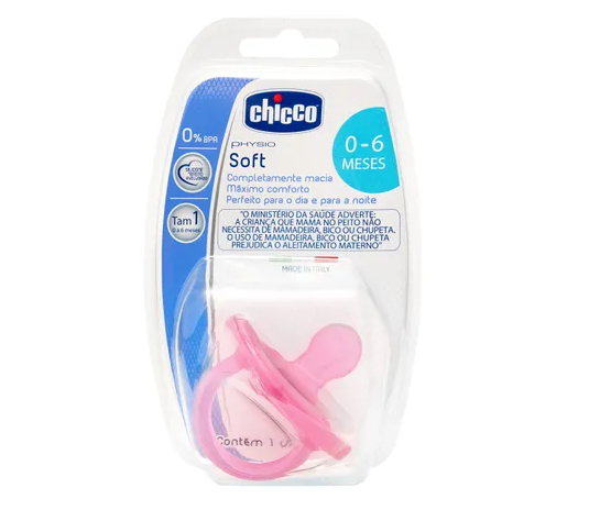Chupeta de silicone soft Rosa Chicco - (0-6 Meses)
