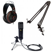 Kit Home Studio Microfone, Fone e Suporte SKP Superlux