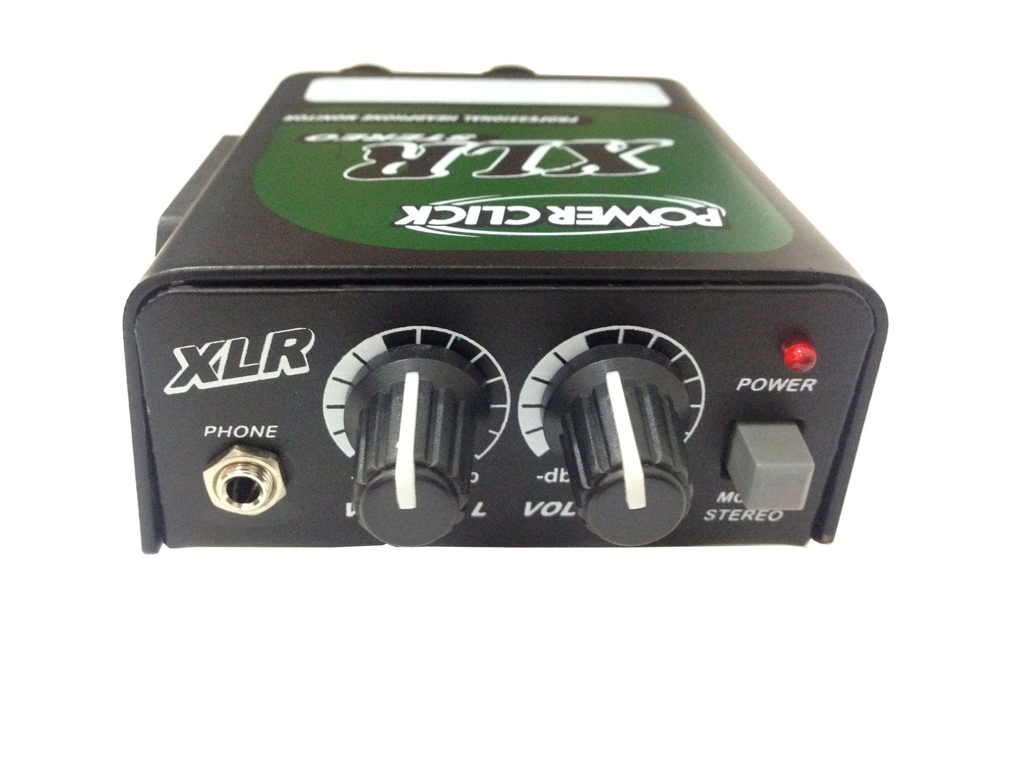 Amplificador de Fone estéreo de 2 canais e conexão XLR | Bateria 9v ou Fonte | Power Click | XLR S