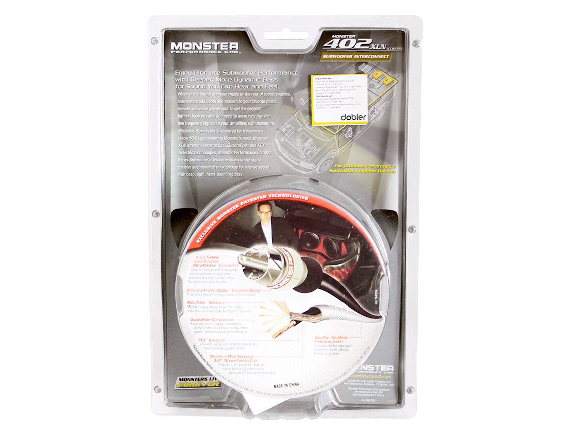 Cabo RCA 5m subwoofer automotivo Monster Cable MPC-I402-SW-5M