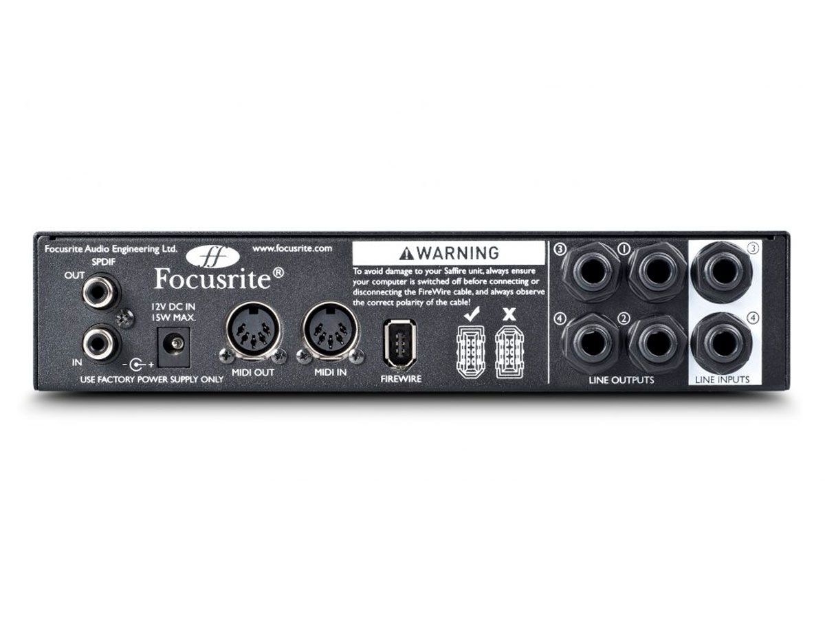 Interface de áudio Firewire com 2 pré-ampli, 4 saídas e MIDI | 96kHz 24bit | Focusrite | Saffire Pro 14