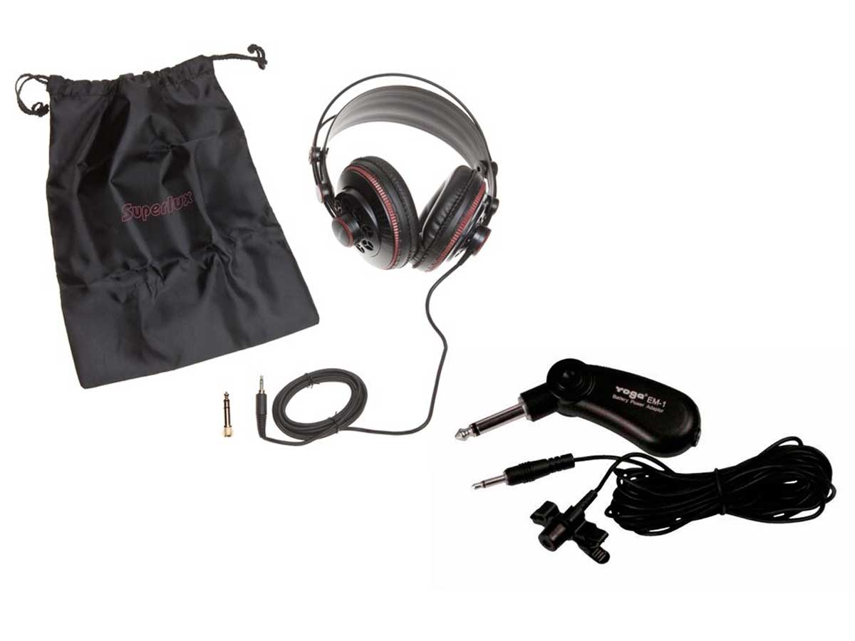 Kit com Microfone de lapela com cabo de 4 metros Yoga EM-1 + Fone profissional Superlux HD681 com cabo de 2 metros