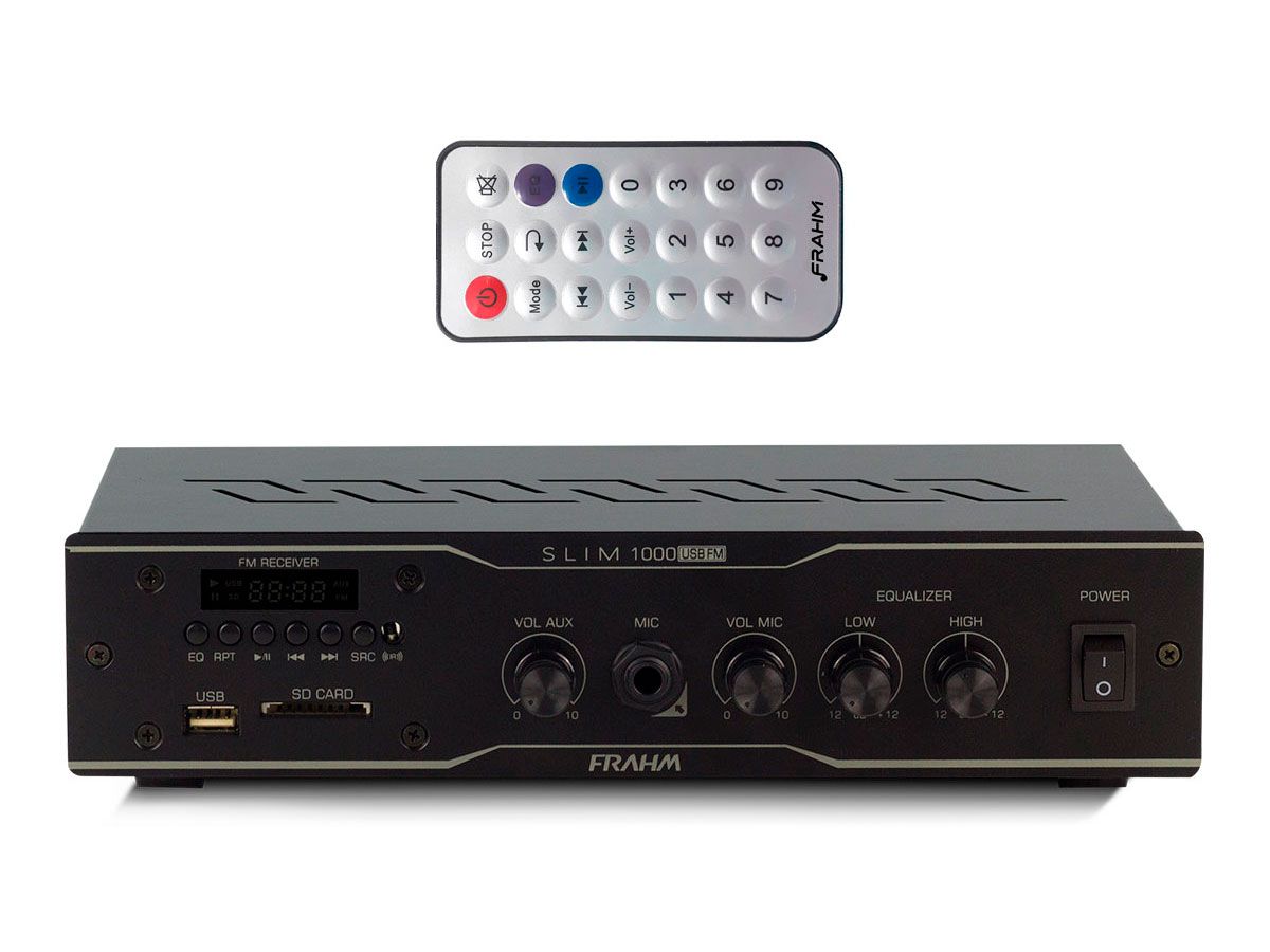Kit para som ambiente com 1 amplificador + 4 caixas de 4 polegadas | Frahm | SLIM 1000 USB/FM, PS4PLUS