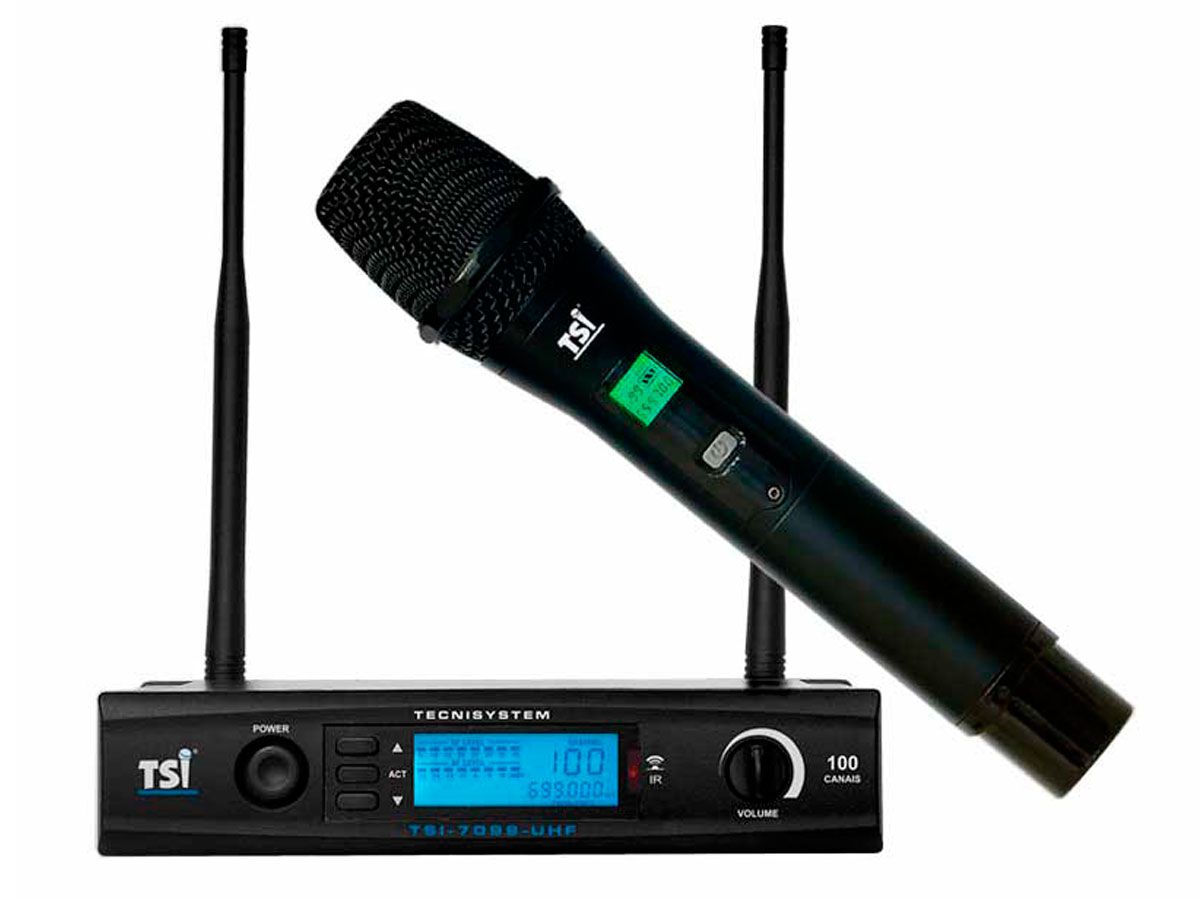 Microfone Sem Fio Profissional Mão UHF TSI 7099-UHF