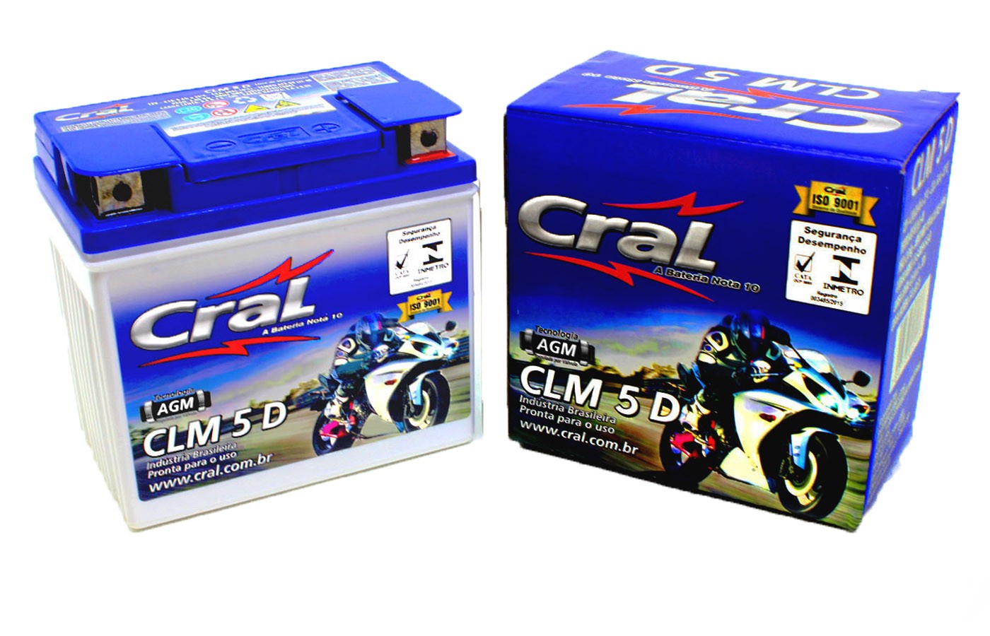 Bateria cg/Titan/FAN 125/150 ks 2000 a 2020 Original Cral (CLM5D-YTX5LBS)
