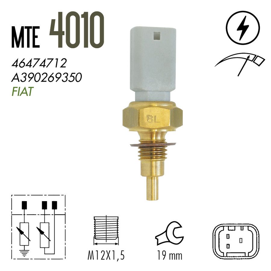 Plug Eletronico Sensor Temperatura Agua - Alfa Romeo 156 99 A 02 / Alfa Romeo 166 99 A 99 / Brava 00 A 03 / Marea 99 A 08 / Palio 96 A 00 - 4010