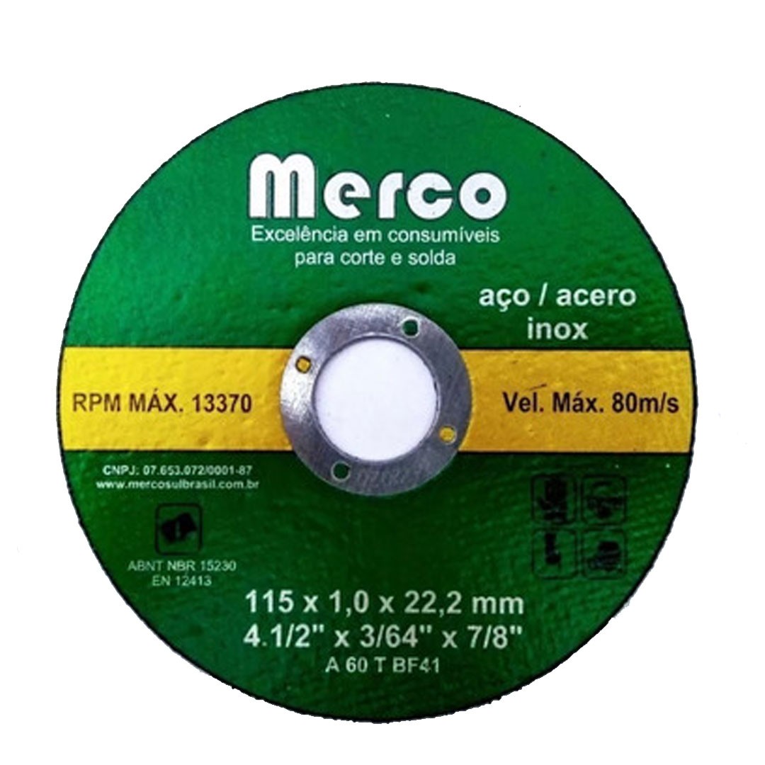 Disco de Corte Inox 4.1/2" (115mm) MERCO