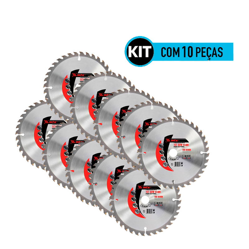 Kit 10 Discos Lamina Serra Circular 7.1/4 185mm 24 Dentes MTX