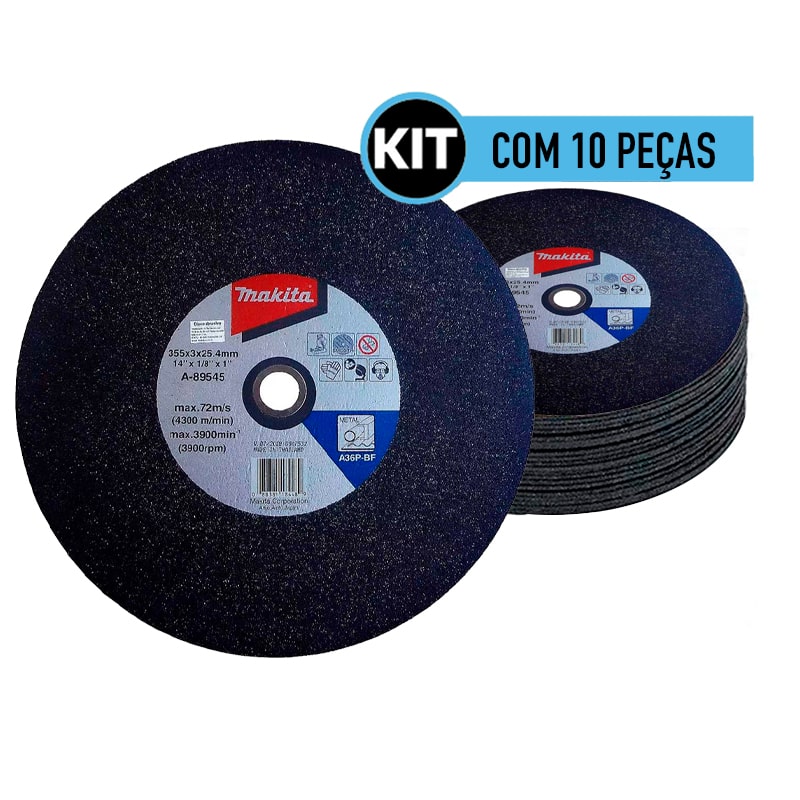 Kit 10 pecas Disco de Corte para Metal 355 x 3 x 25.4mm A-89545-5 MAKITA