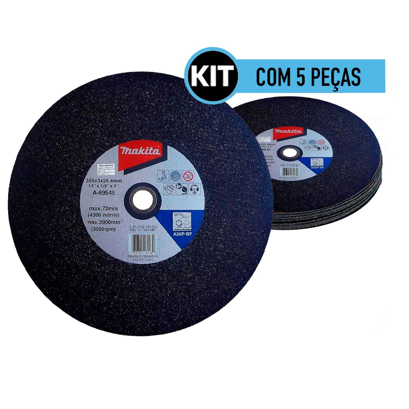 Kit 5 pecas Disco de Corte Para Metal 355 x 3 x 25.4mm A-89545-5 MAKITA