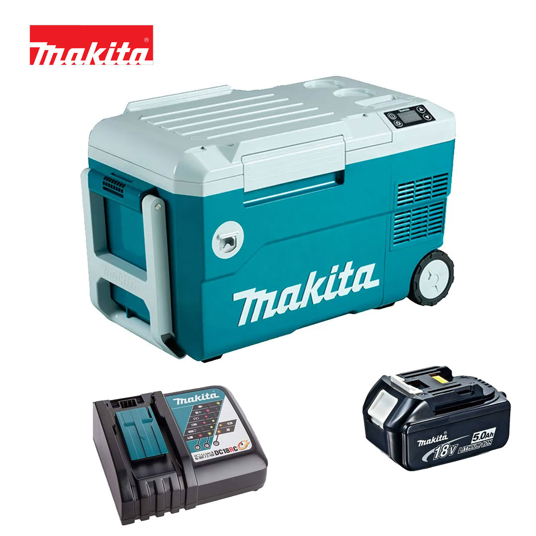 Caixa Termica Cooler 20 Litros a Bateria DCW180Z + 1 Bateria 5Ah BL1850B + Carregador DC18RC Bivolt Makita
