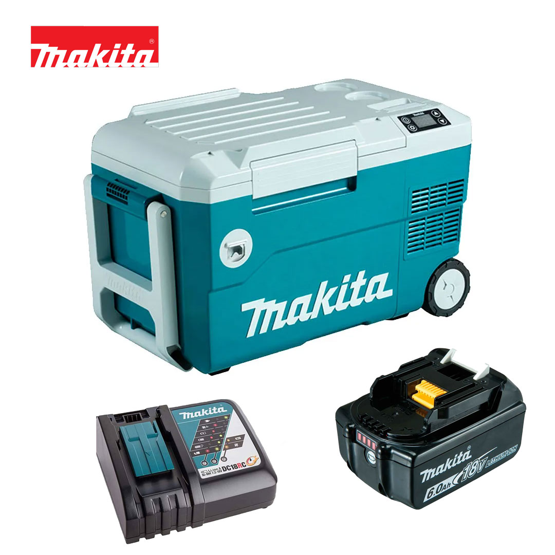 Caixa Termica Cooler 20 Litros a Bateria DCW180Z + 1 Bateria 6Ah BL1860B + Carregador DC18RC Bivolt Makita