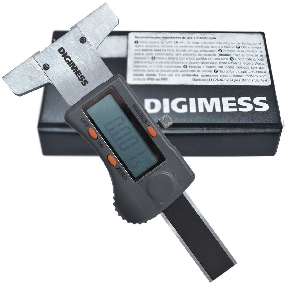 Paquímetro Digital de Profundidade para Sulcos de Pneus Capacidade 30mm/1,2" Digimess 100.200L