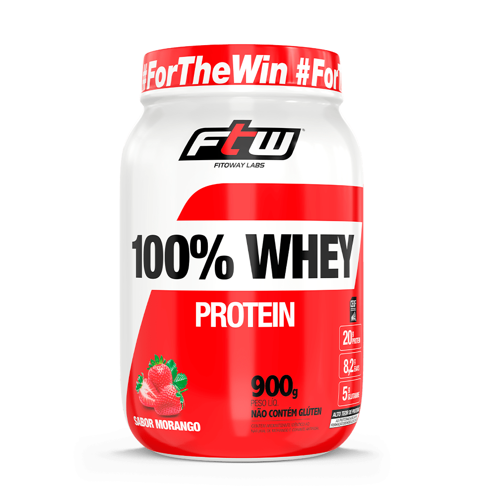 100% Whey Protein Morango 900g - FTW