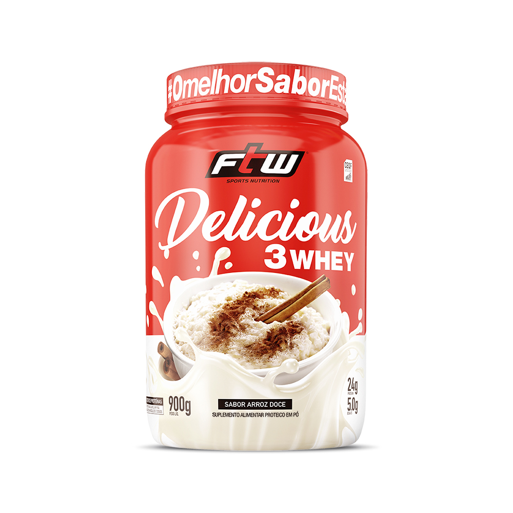 Delicious 3Whey Arroz Doce 900g - FTW