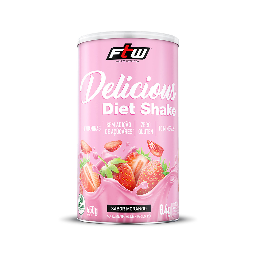 Delicious Diet Shake Morango 450g - FTW