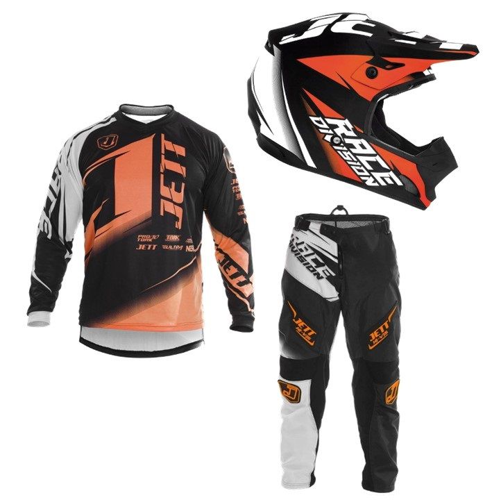 Kit Calça, Camisa e Capacete Motocross Jett Factory Edition Neon 