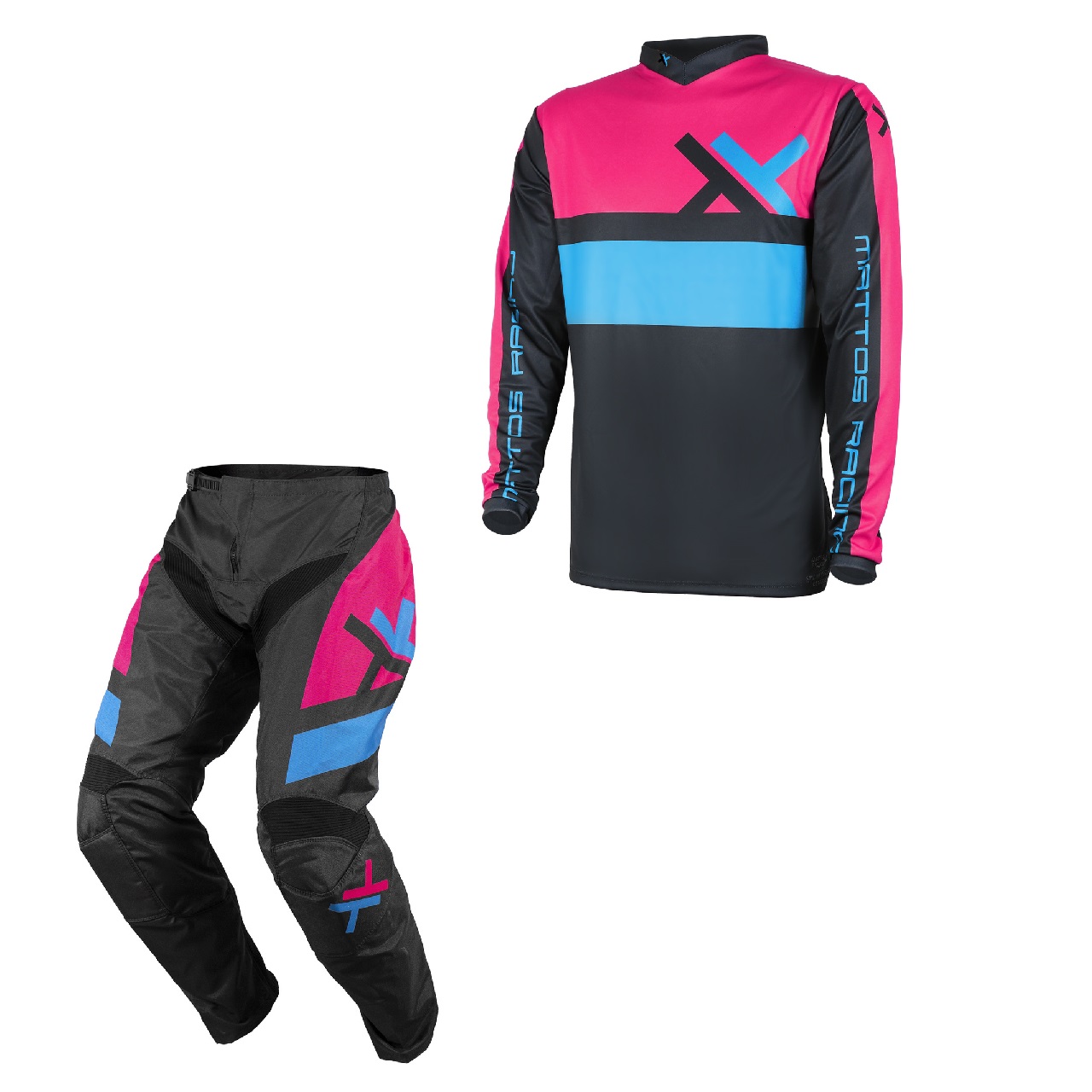 Kit Calça + Camisa Mattos Racing Assimilate Pink/Azul