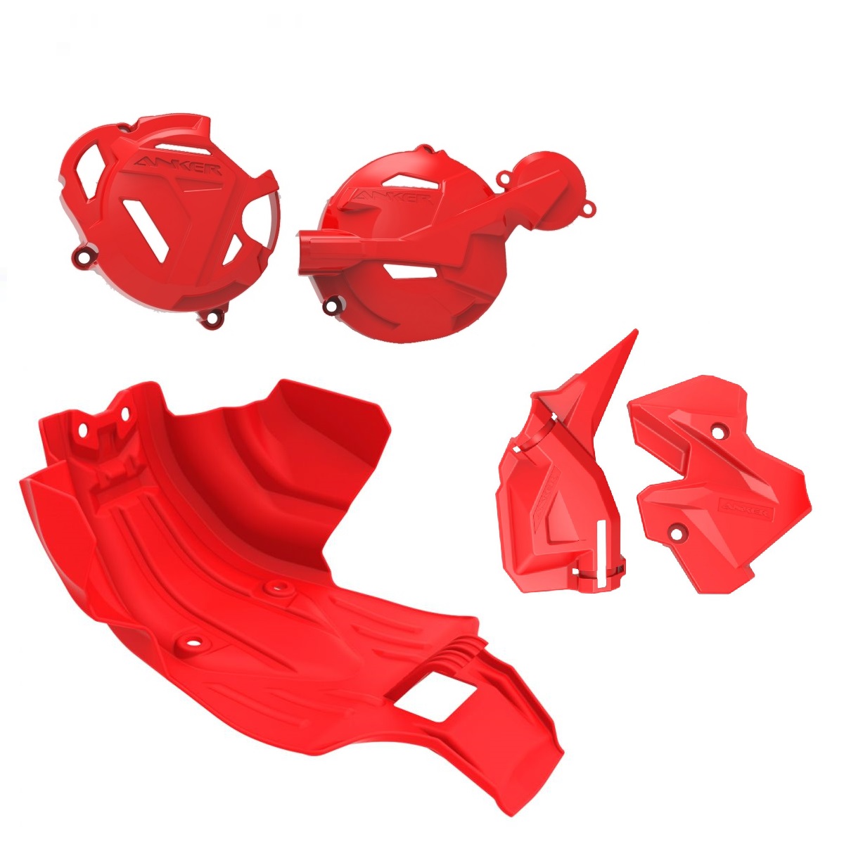 Kit Protetores Anker CRF250F Motor + Tampas + Quadro Vermelho