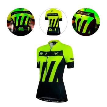 Camisa Freeforce Feminina Sport Transit Amarela Fluor e Preta Ciclismo 21