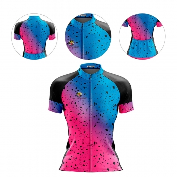 Camisa Sport Pepper Feminina Ligia Primenta Rosa e Azul Ciclismo 22