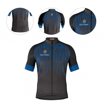 Camisa Sport Pepper Masculina Caribe Azul e Preta Ciclismo 22