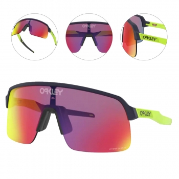 Oculos Para Ciclismo Oakley Sutro Lite Matte Navy Retina Burn com Lente Prizm Road Espelhada Vermelha