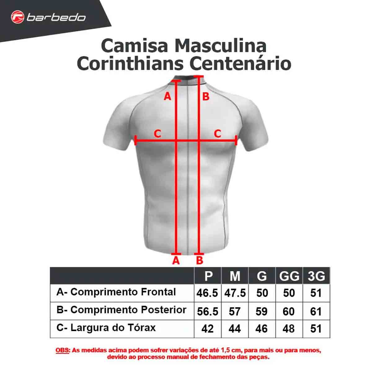 Camisa Corinthians Centenario Ciclismo Branca Modelagem Fit Oficial Barbedo