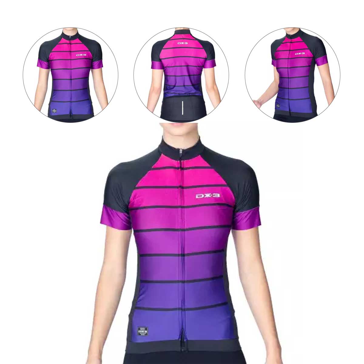 Camisa DX3 Feminina Fast 05 Preta e Rosa Ciclismo 21