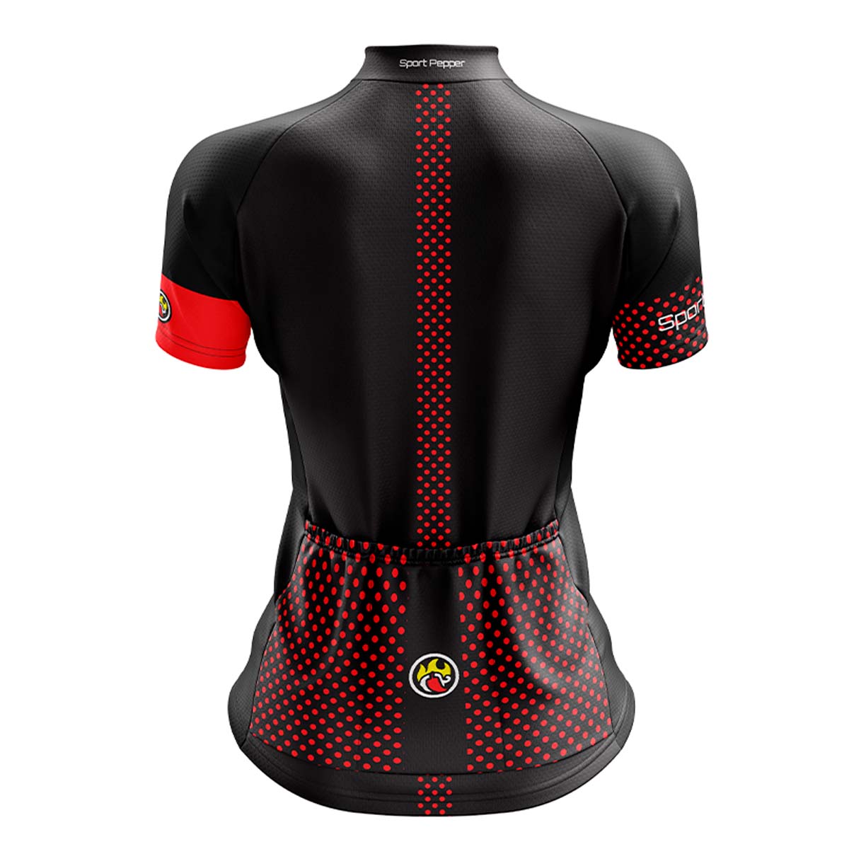 Camisa Sport Pepper Feminina Cherry Vermelha e Preta Ciclismo 22