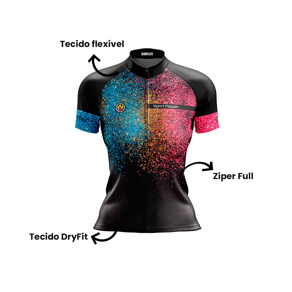 Camisa Sport Pepper Feminina Hatch Preta e Colors Ciclismo 22