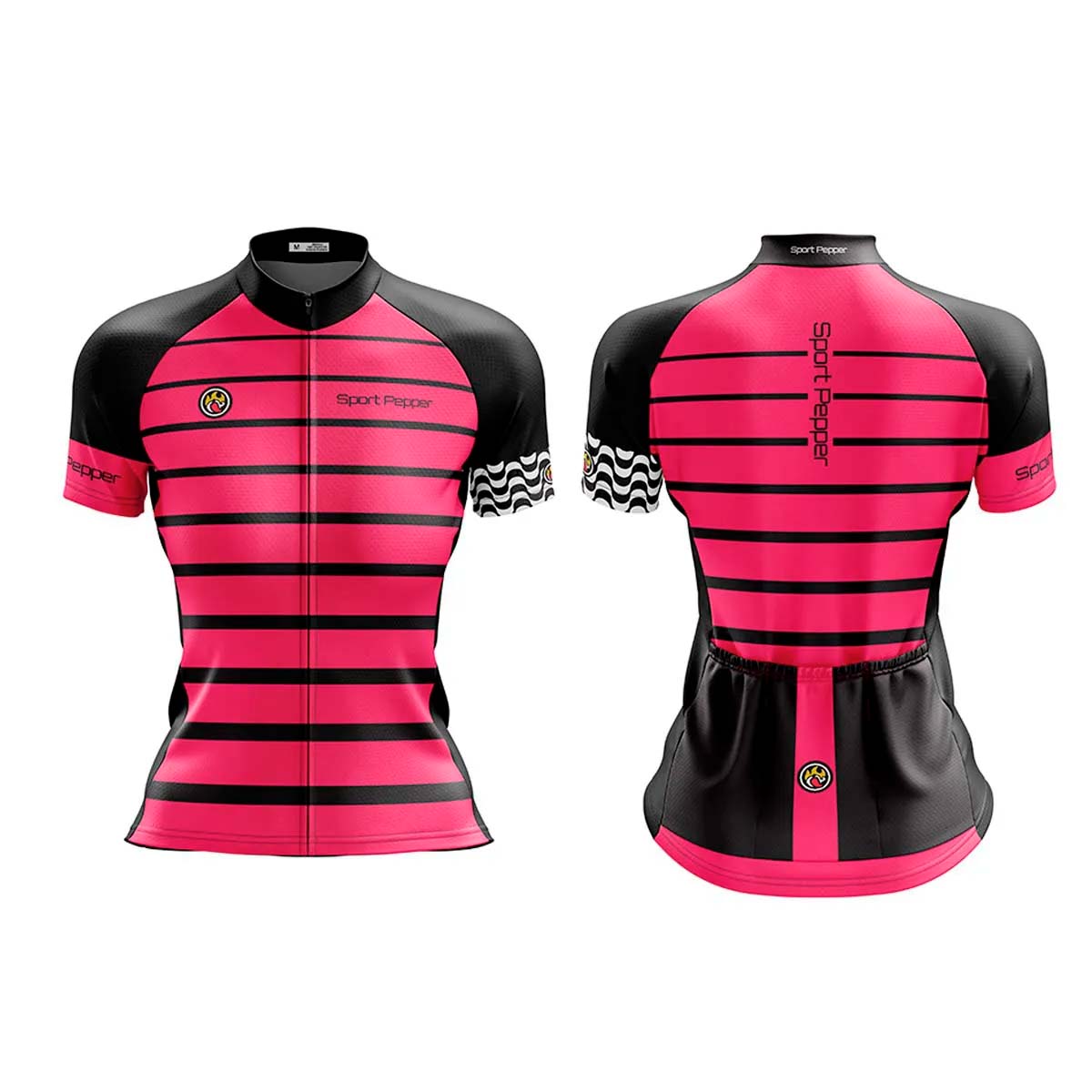 Camisa Sport Pepper Feminina Ipanema Pink e Preta Ciclismo 22