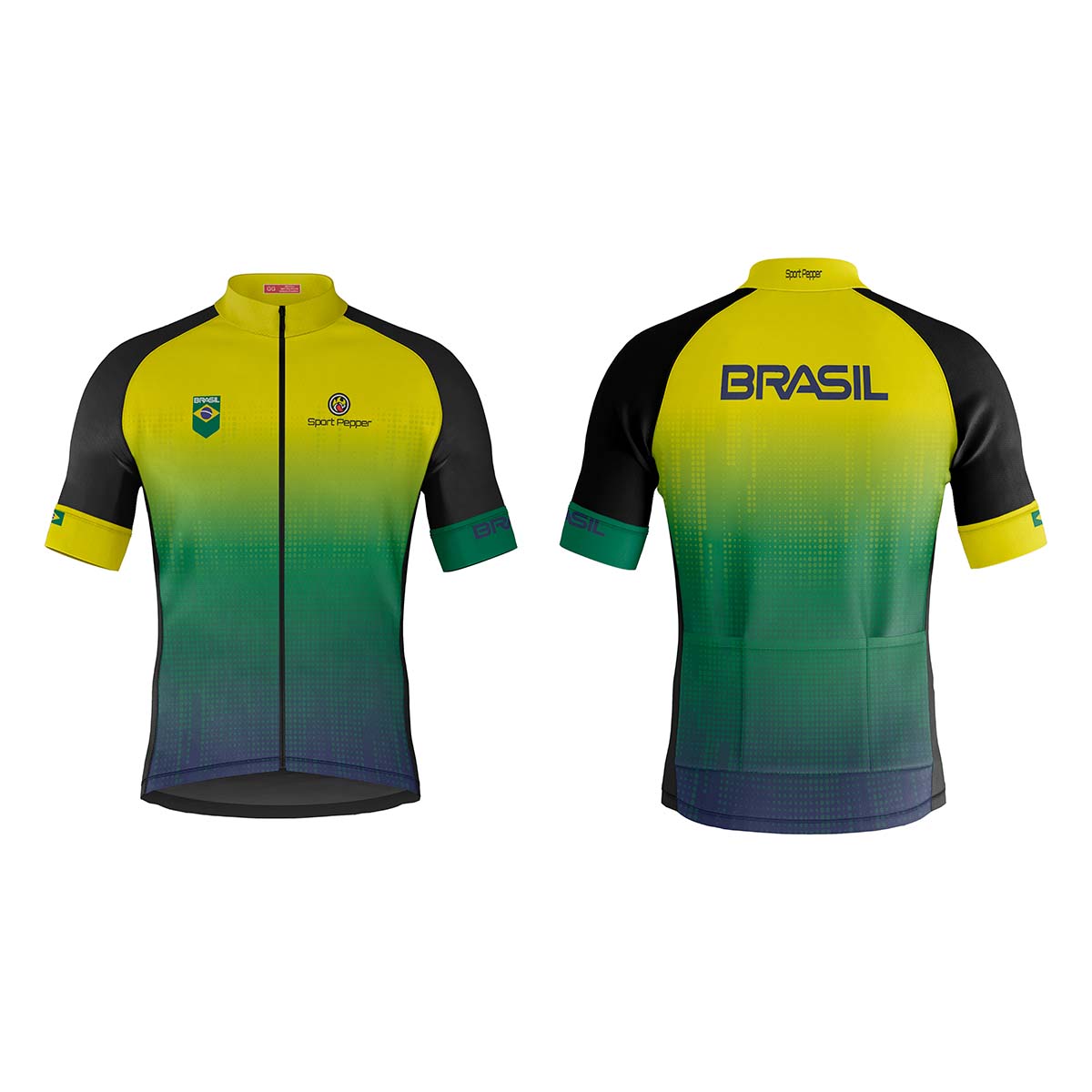 Camisa Sport Pepper Masculina Brasil Amarela e Verde Ciclismo 22