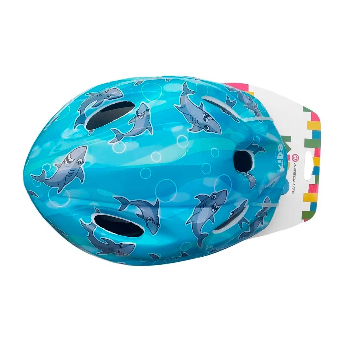 Kit de Protecao Infantil Absolute Kids Tubarão Azul Capacete Joelheira Cotoveleiras Tam Único