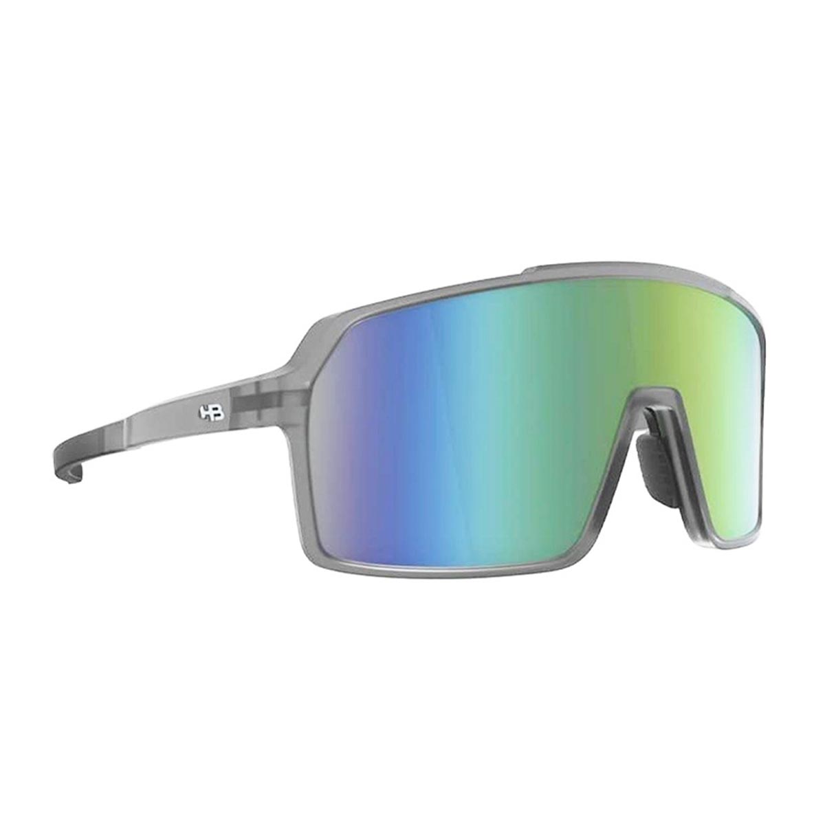 Oculos para Ciclismo HB Grinder Cinza Smoky Fosco Quartz Lente Verde Chrome Espelhada