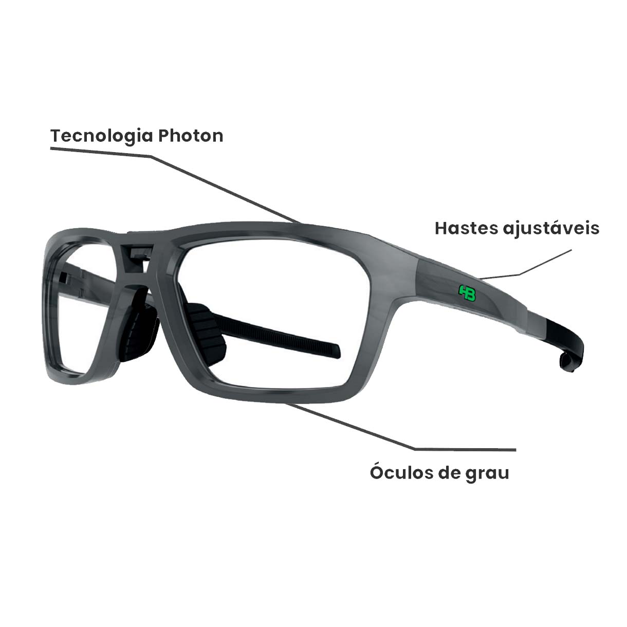 Oculos Para Ciclismo HB Presto Grafeno Com Lentes Verde Chrome