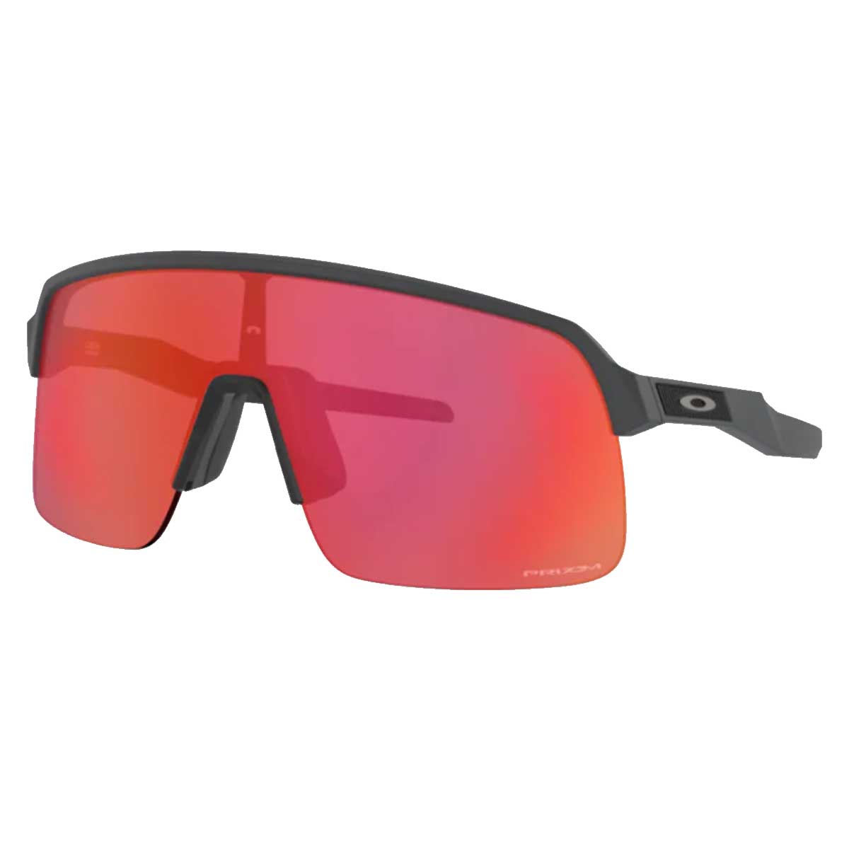 Oculos Para Ciclismo Oakley Cinza Carbon Fosco com Lente Prizm Trail Torch Espelhada Vermelha