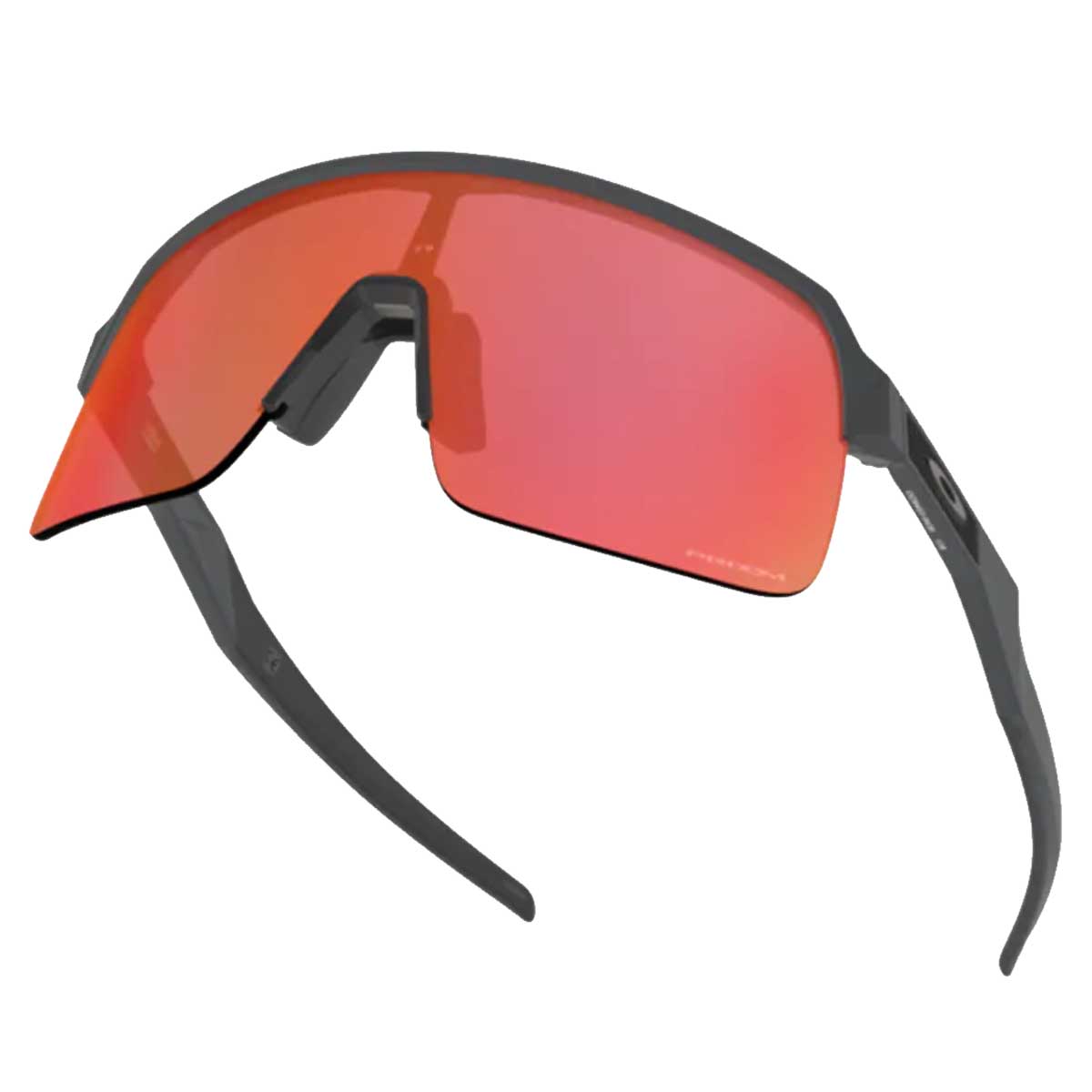 Oculos Para Ciclismo Oakley Cinza Carbon Fosco com Lente Prizm Trail Torch Espelhada Vermelha