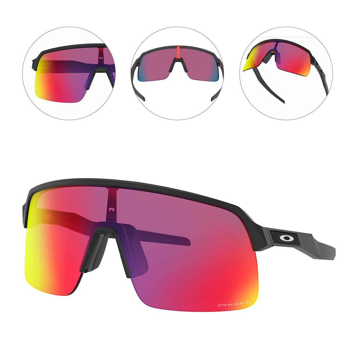 Oculos Para Ciclismo Oakley Sutro Lite Preto Fosco com Lente Prizm Road Roxa Espelhada